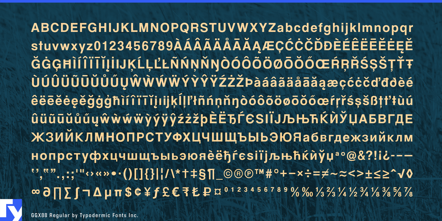 Ejemplo de fuente Ggx88 Italic